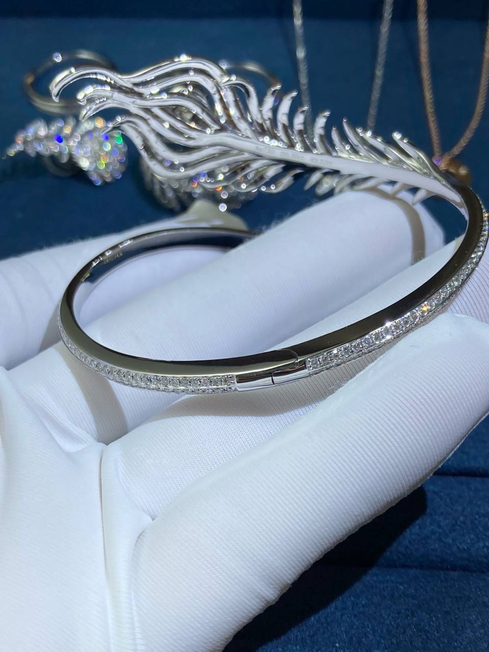 BCHRN feather full pave diamond bracelet