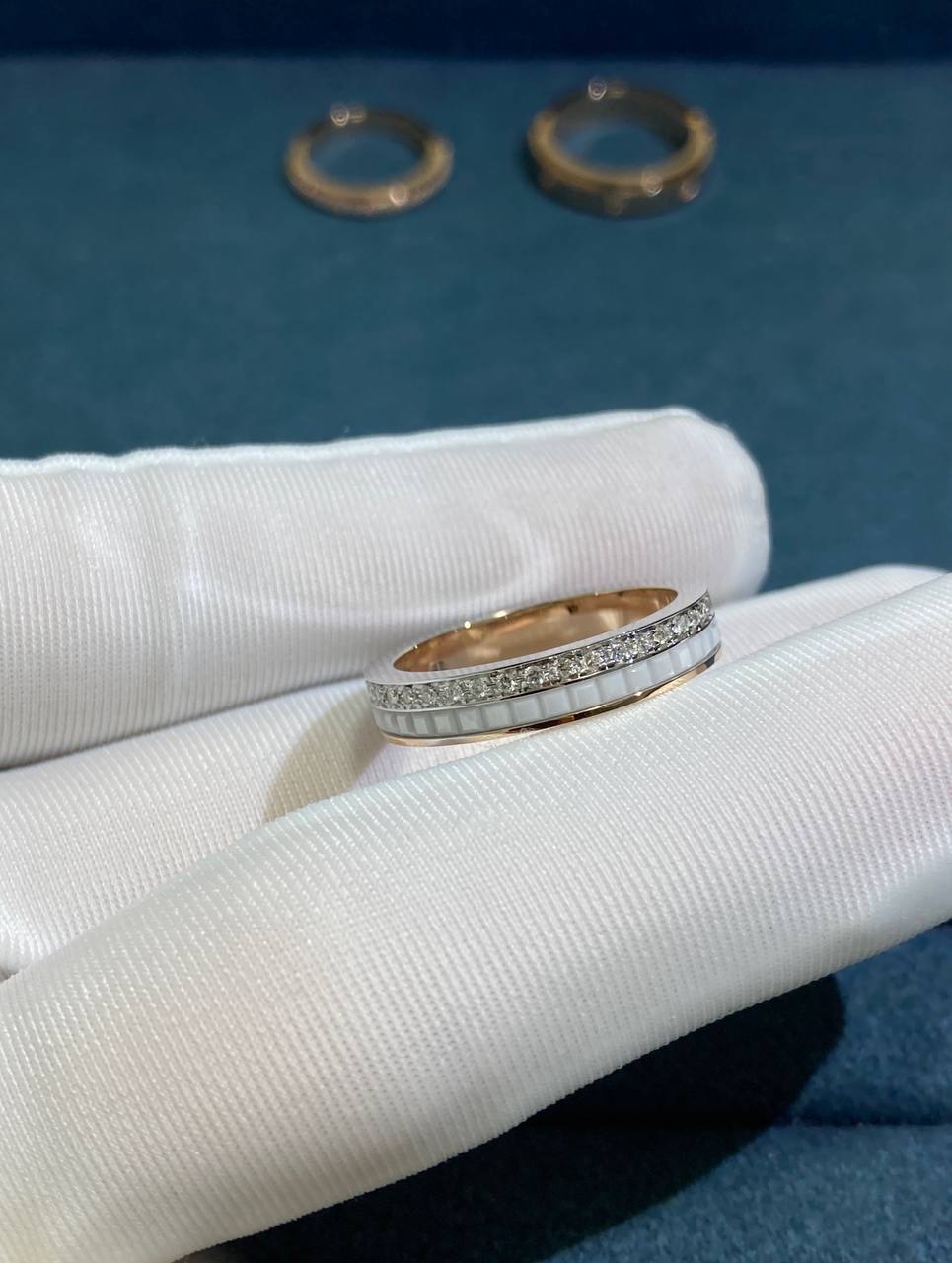 BCHRN half-pave diamond ring with ceramic, Wedding band