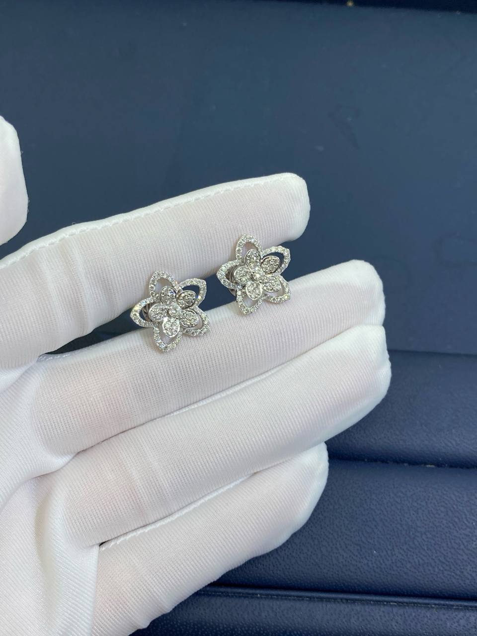 GRFF floral full pave diamond stud earrings