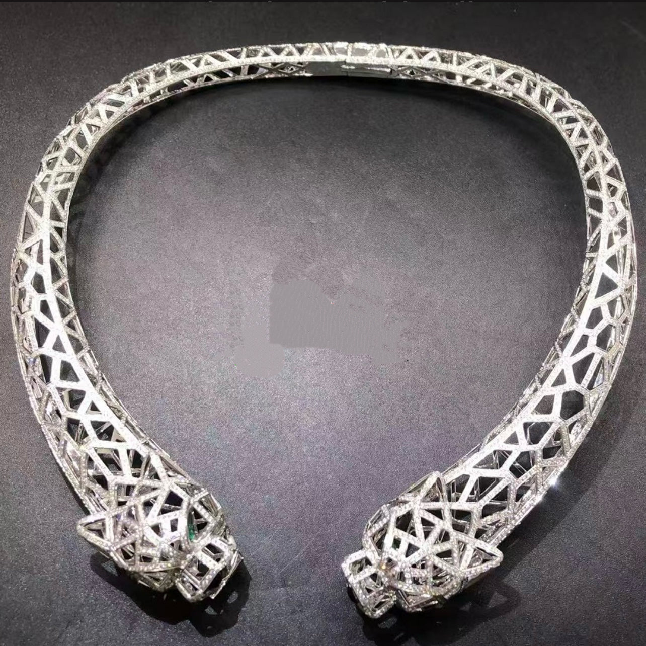 Panther Open-work full pave diamond necklace