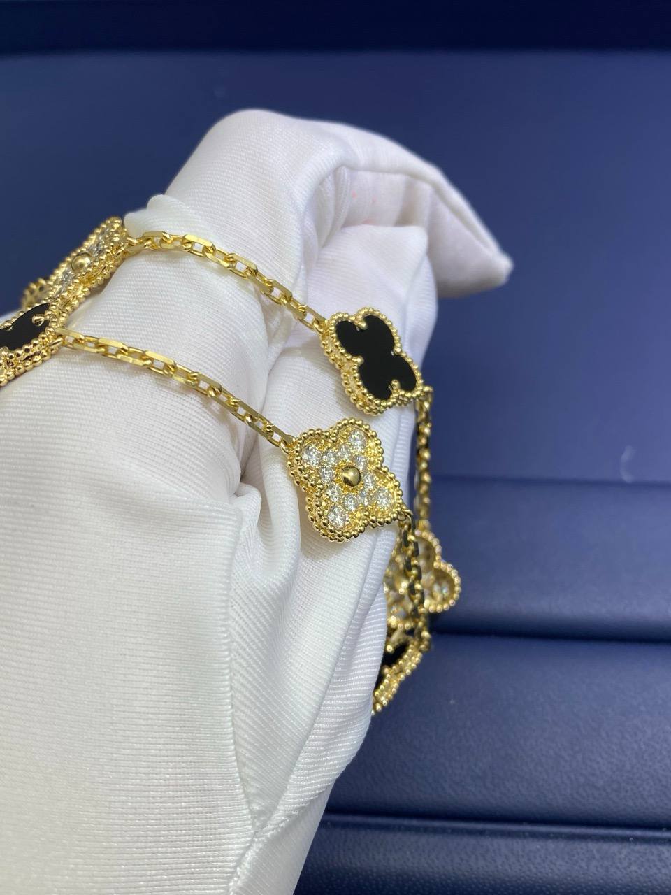 VC 10 motif Onyx necklace with diamonds
