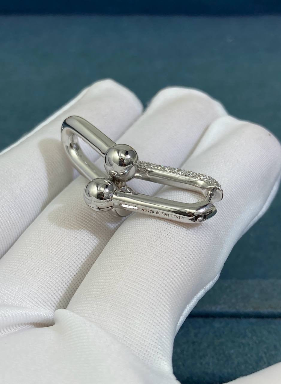 TC earring with half-pave diamonds, Large model