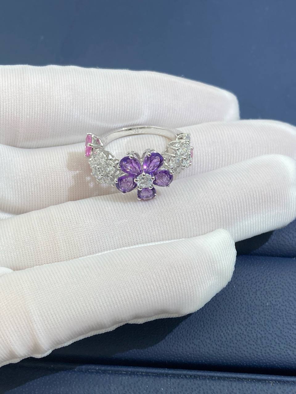 VC wildflowers ring with sapphires and diamonds