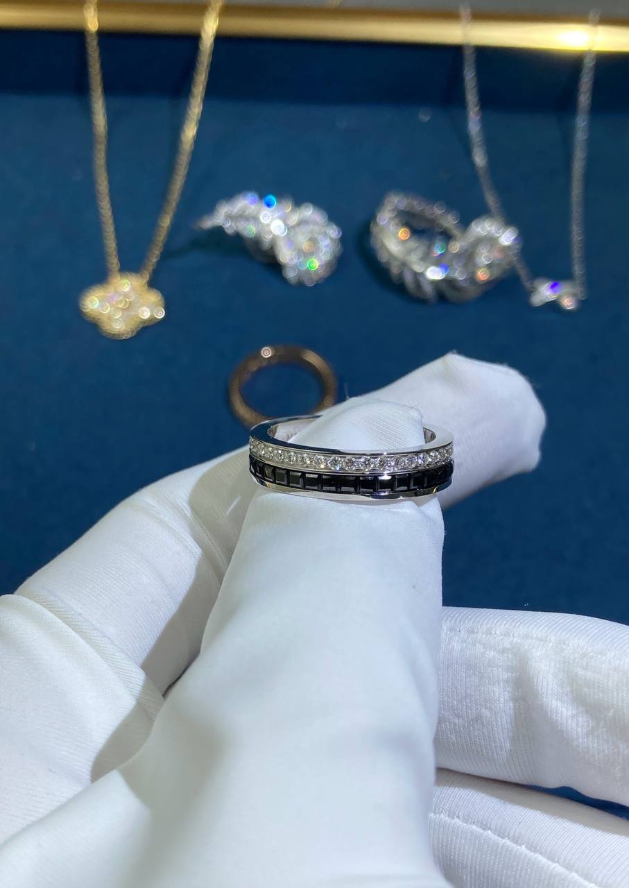 BCHRN half-pave diamond ring with black PVD, Wedding band