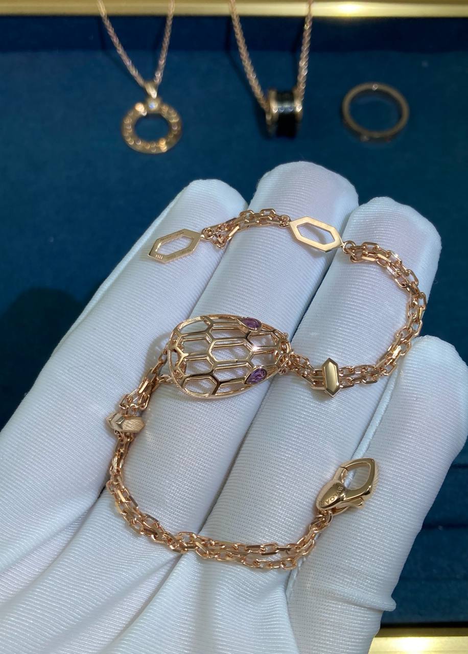 Serpenti Open-work chain bracelet with Amethyst