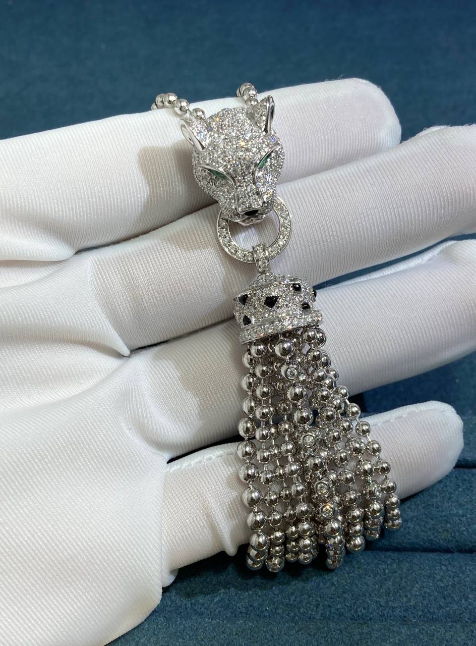 Panther full pave diamond long necklace