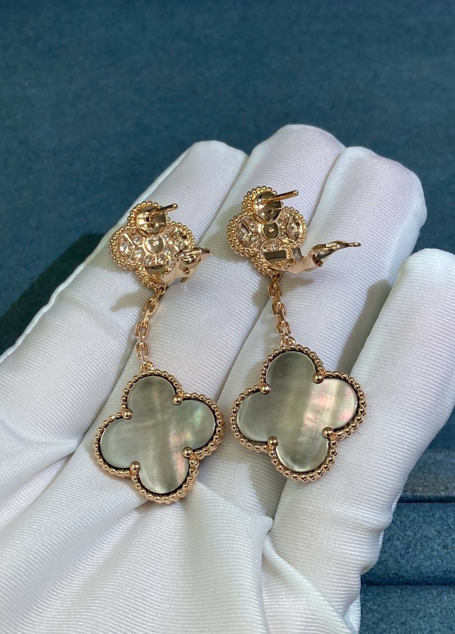 VC grey Mother-of-Pearl earrings with diamonds