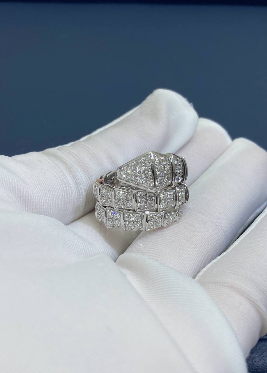 Serpenti double row full pave diamonds ring, Large model