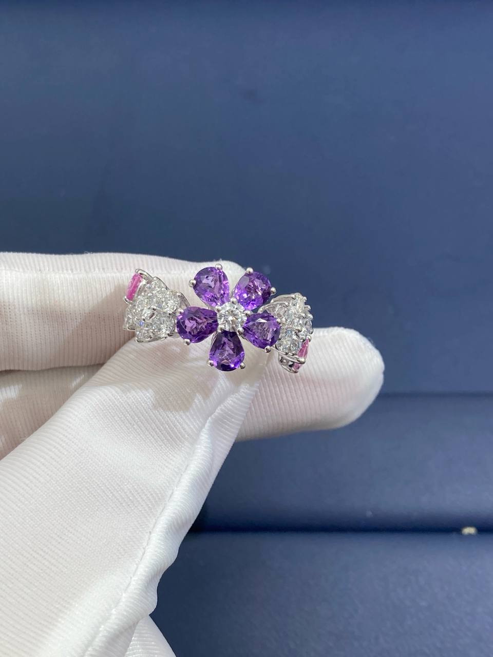 VC wildflowers ring with sapphires and diamonds