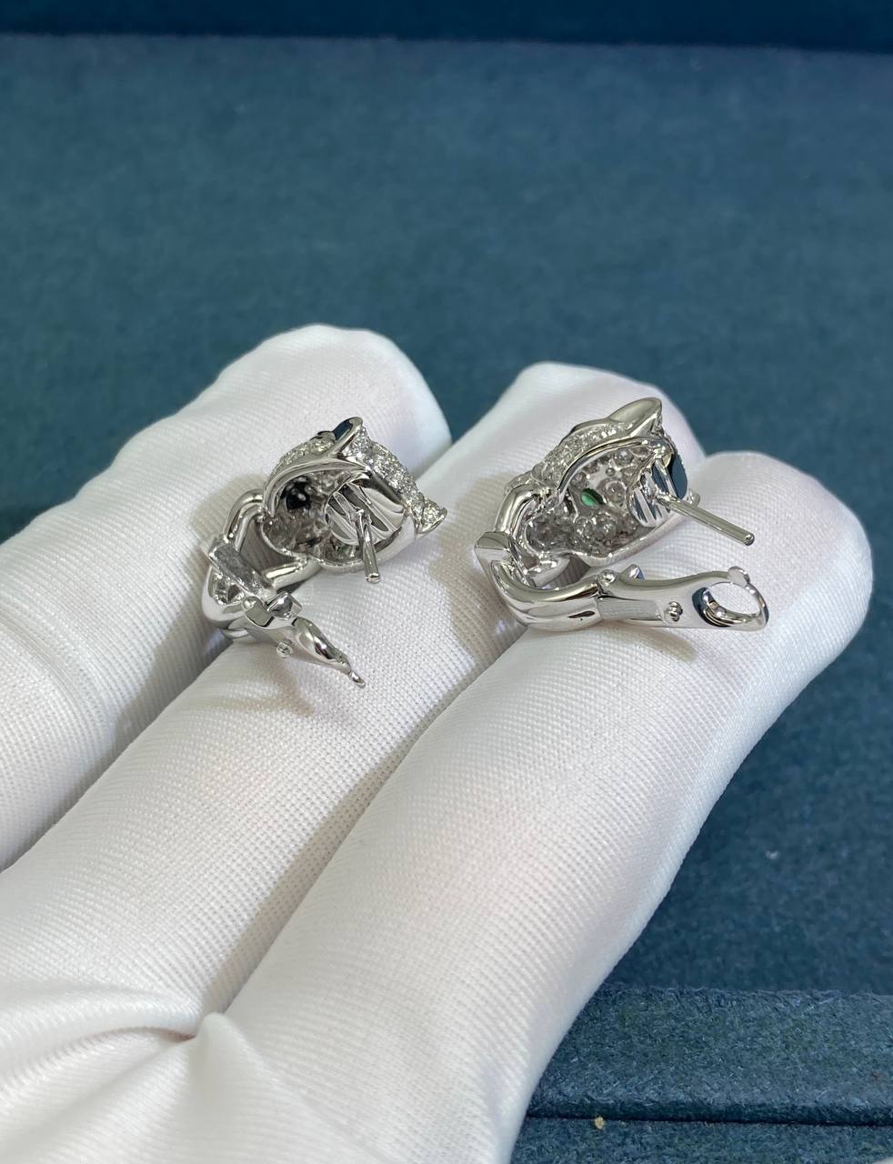 Panther full pave diamond earrings