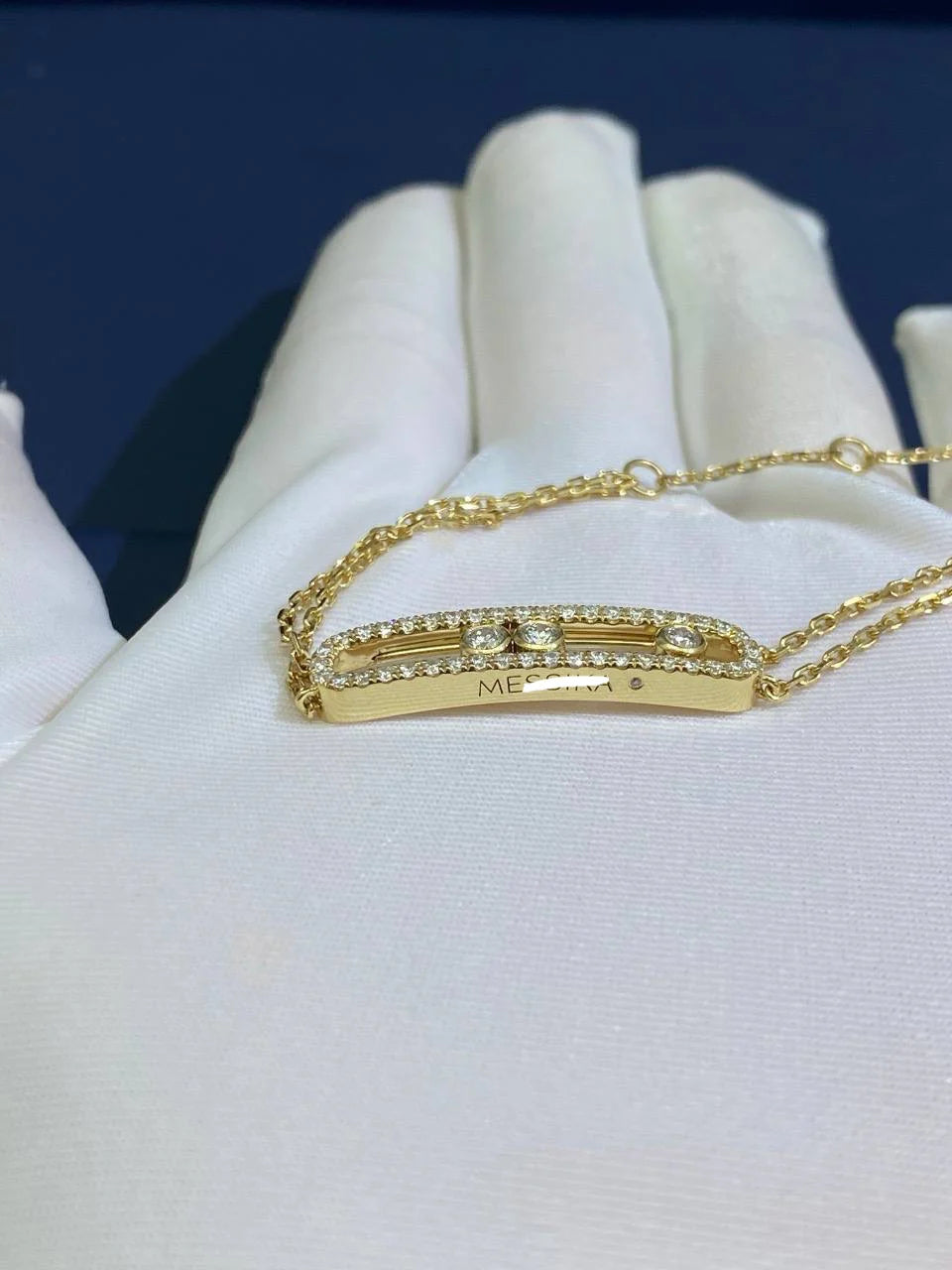 MSSK double chain bracelet with diamonds