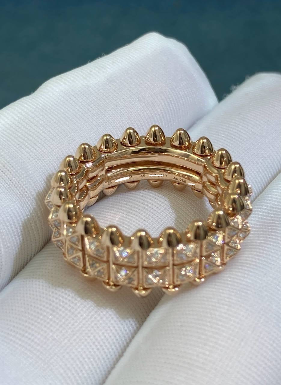 Clash double-row ring with diamonds