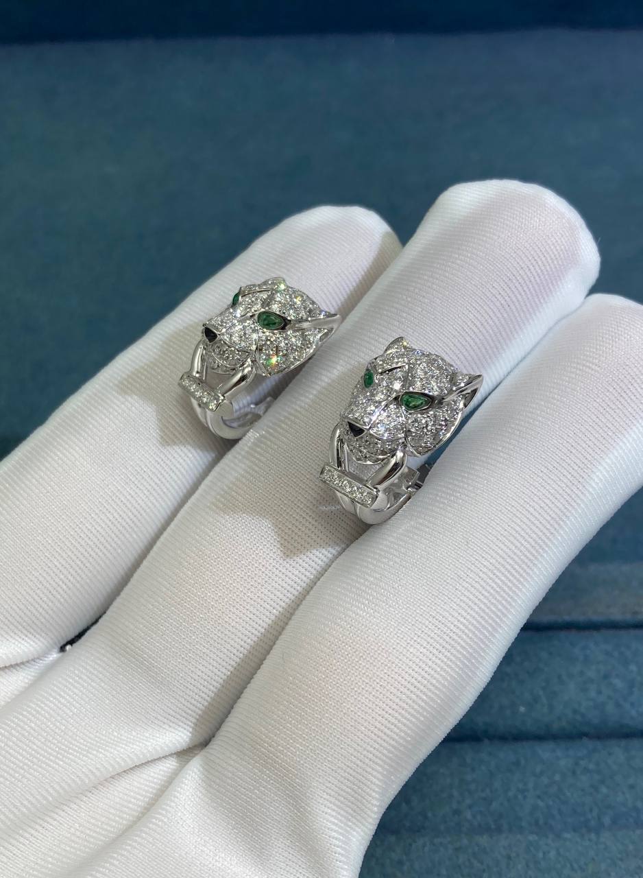 Panther full pave diamond earrings