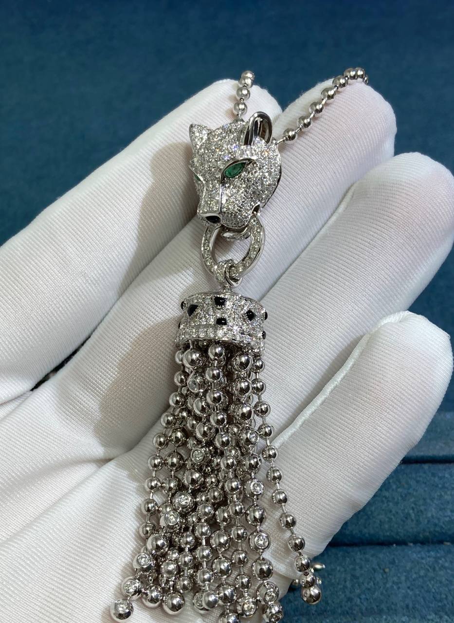 Panther full pave diamond long necklace