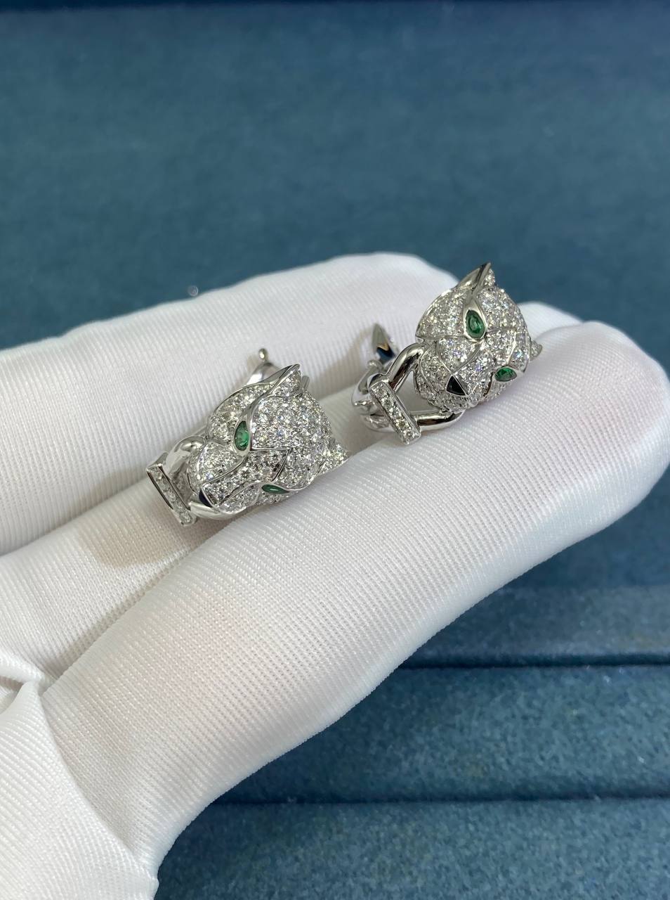 Panther full pave diamond earrings