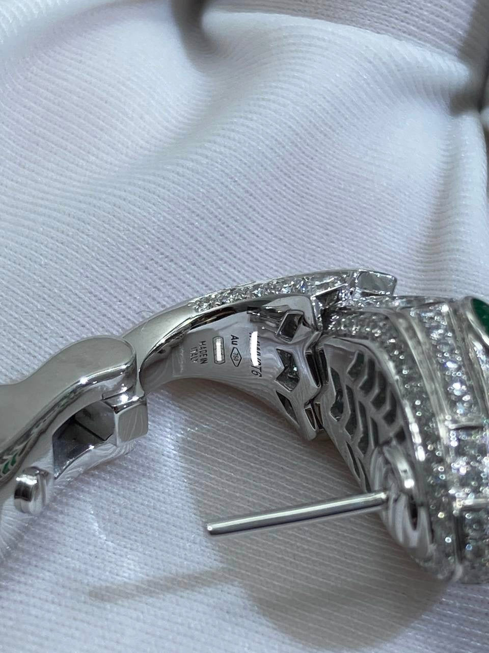 Serpenti full pave diamond earrings with emerald eyes