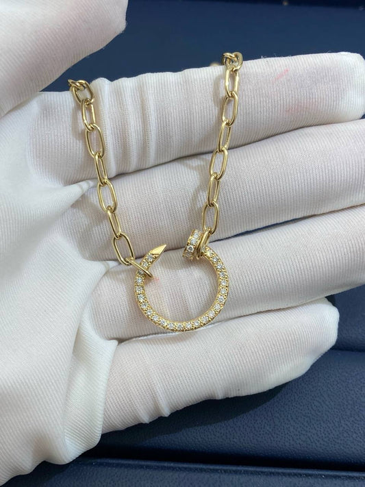Nail full pave diamond chain pendant