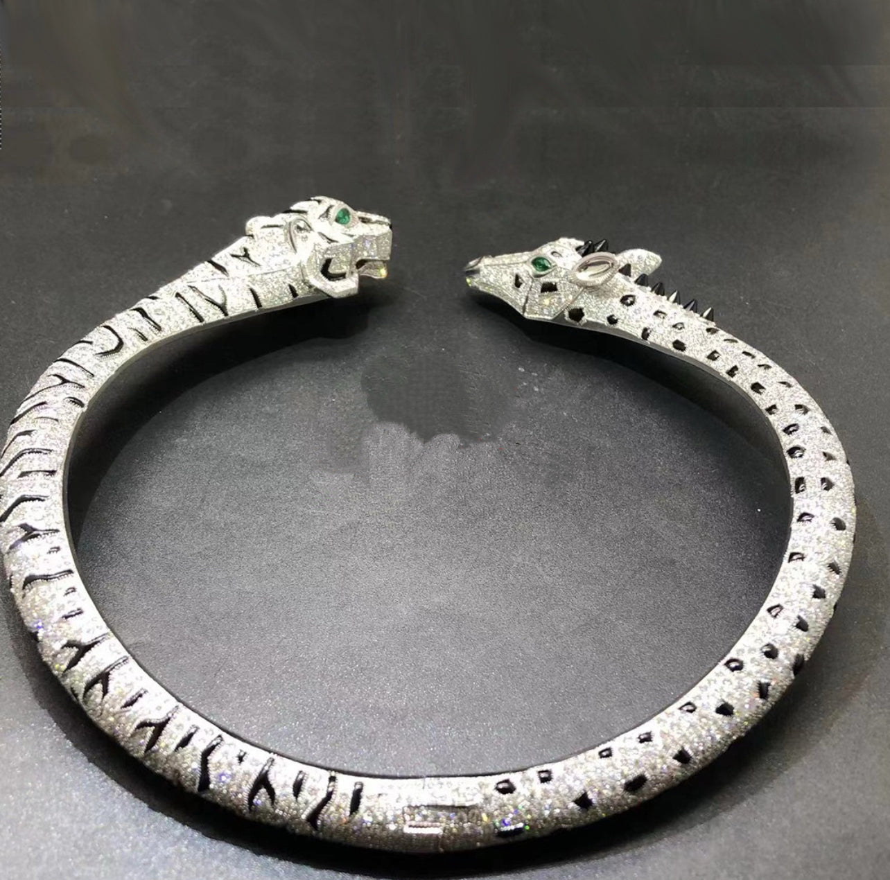 Tiger and Giraffe full pave diamond necklace, Large model