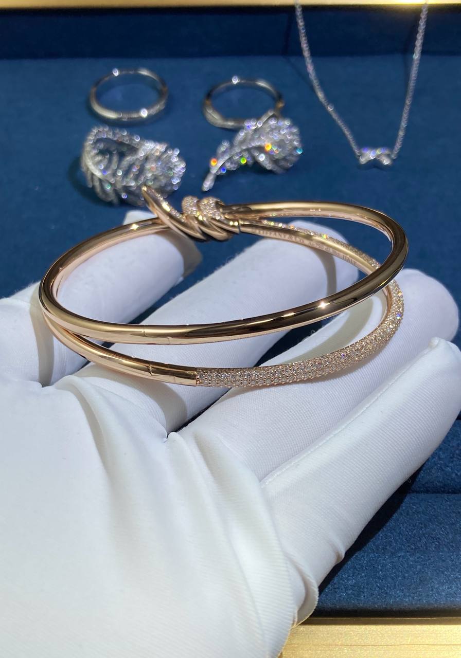 TC double row bracelet with half-pave diamonds