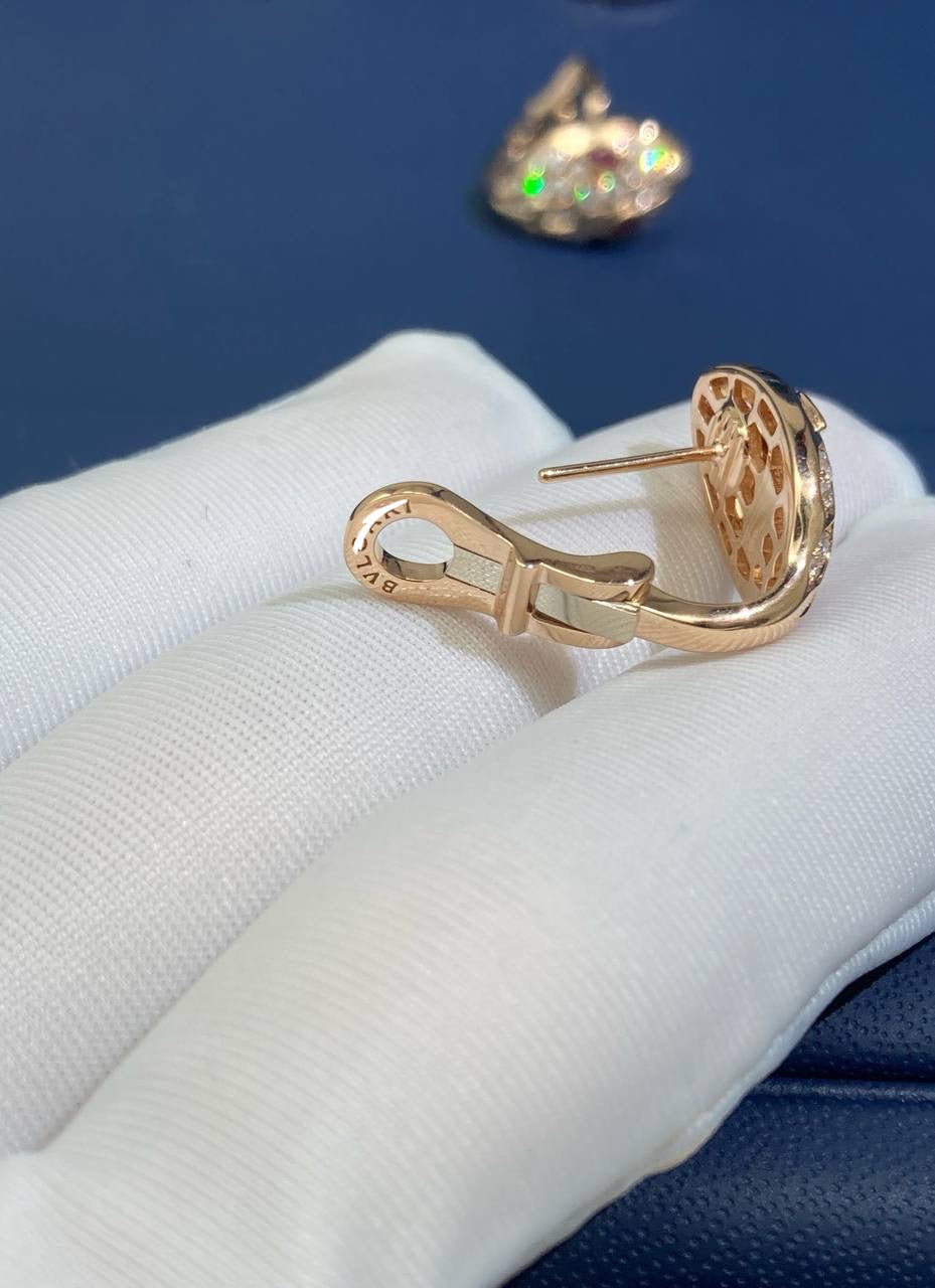 Serpenti earrings with diamonds and rubellites, Small model