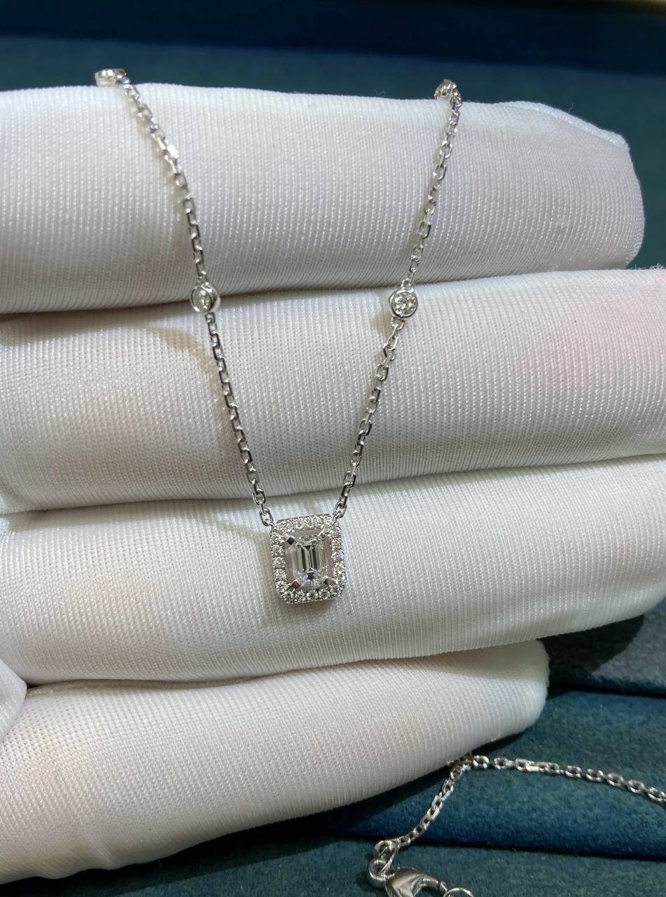 MSSK two-rows necklace with pear-cut and Emerald-cut diamonds