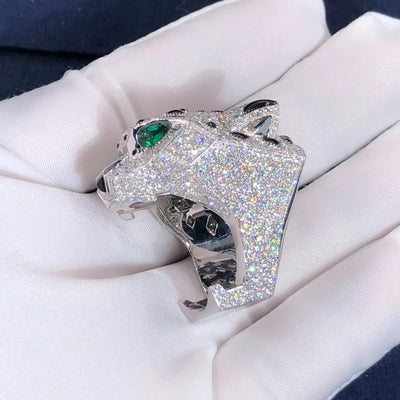 Panther full pave diamond ring, Large model
