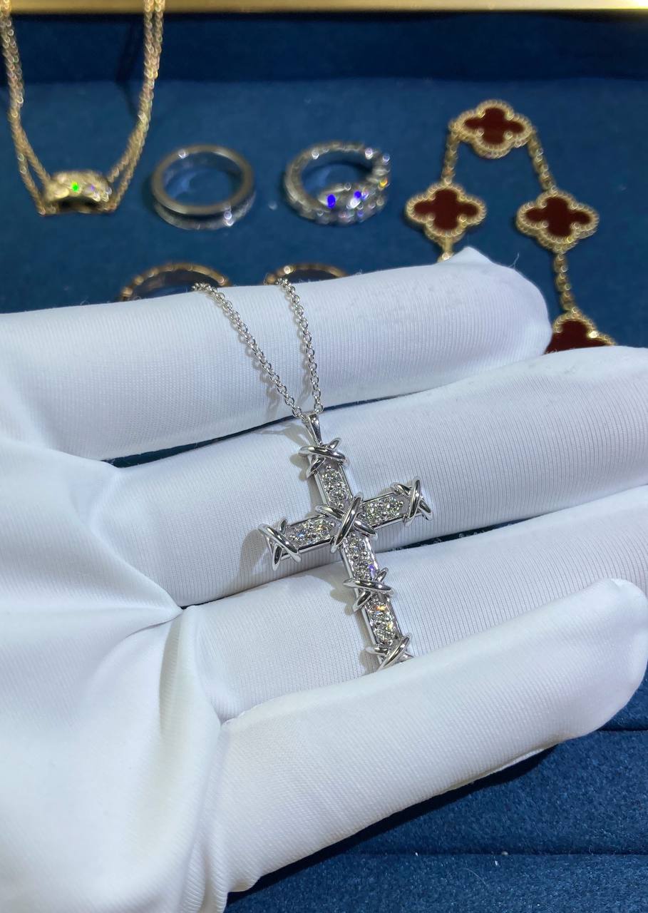 TC cross pendant with diamonds