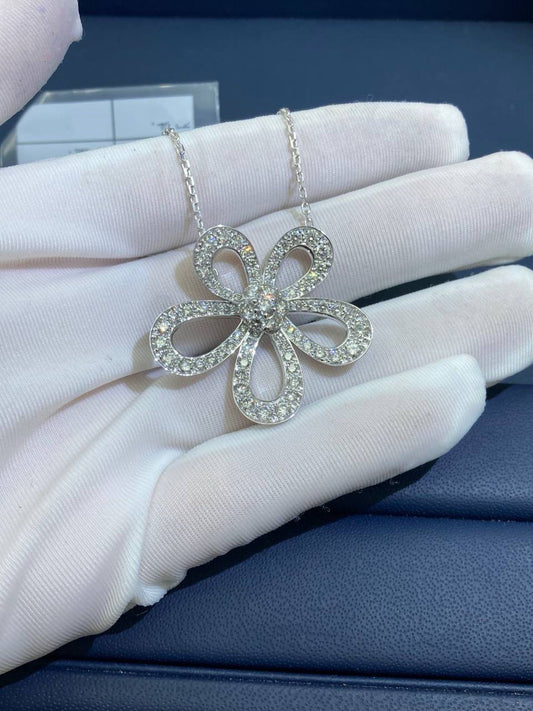 VC flower full pave diamond pendant
