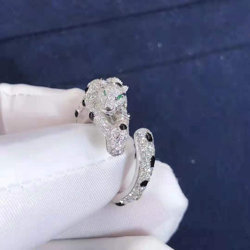 Panther full pave diamond ring