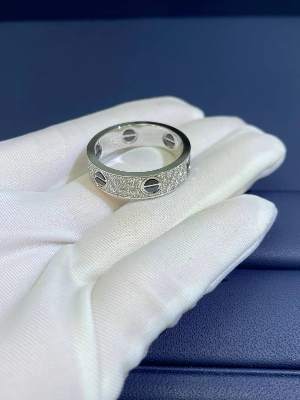 Love full pave diamonds ring with ceramic, Classic model