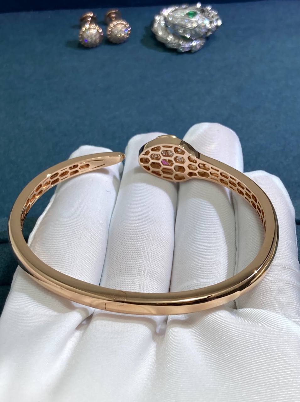 Serpenti bracelet with diamonds and rubellites