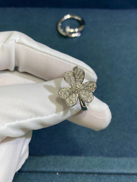 VC flower full pave diamond ring