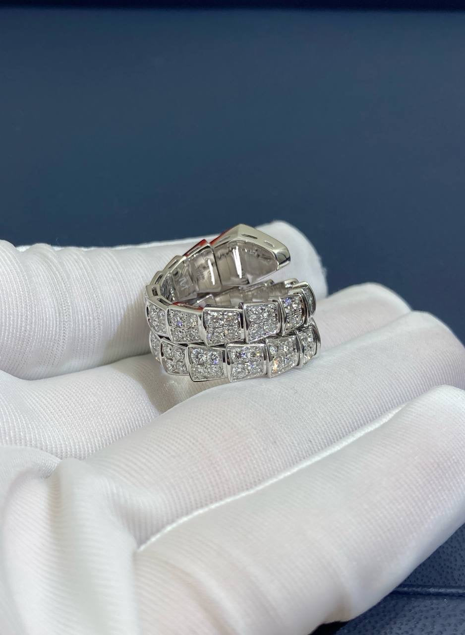 Serpenti double row full pave diamonds ring, Large model