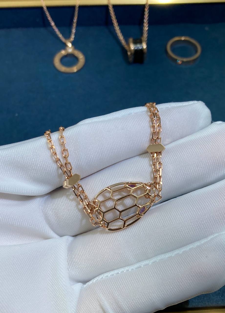 Serpenti Open-work chain bracelet with Amethyst
