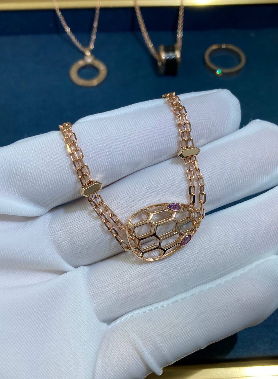 Serpenti Open-work chain bracelet with Amethyst