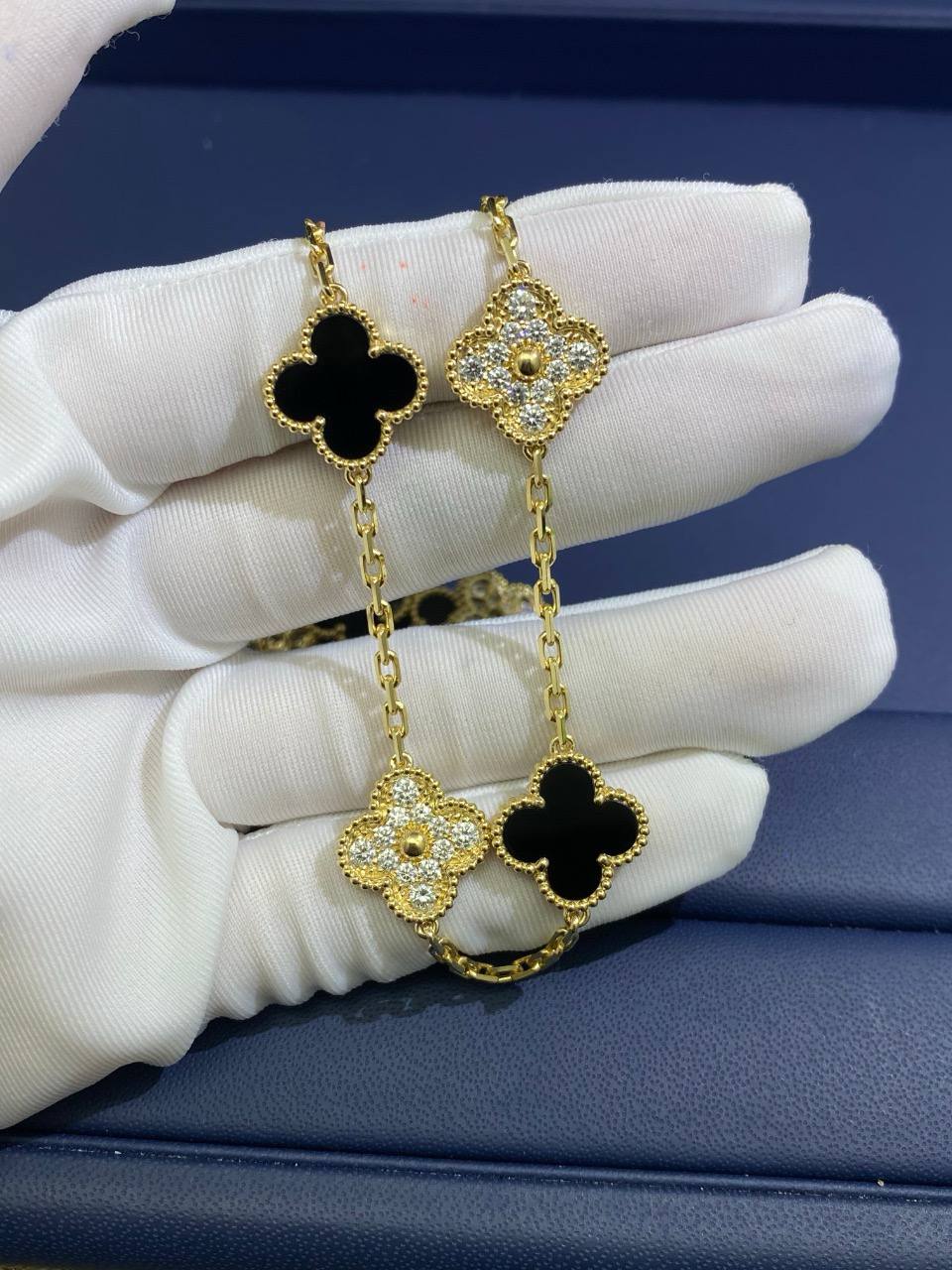 VC 10 motif Onyx necklace with diamonds