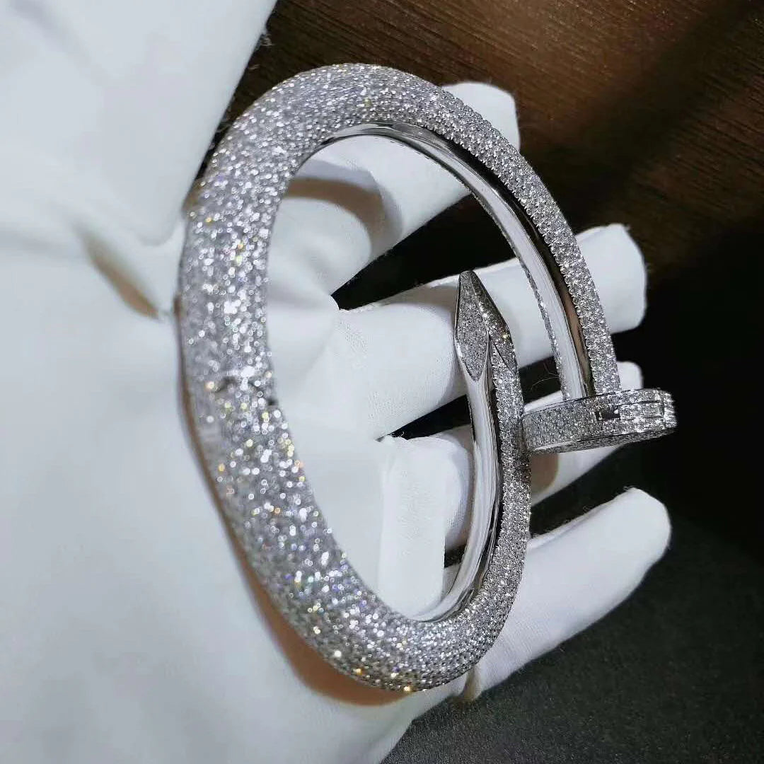 Nail full pave diamond bracelet, Large model