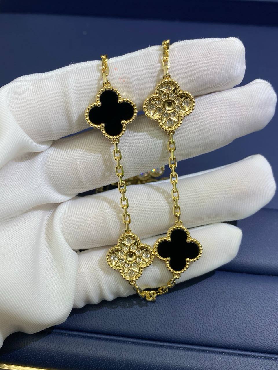 VC 10 motif Onyx necklace with diamonds