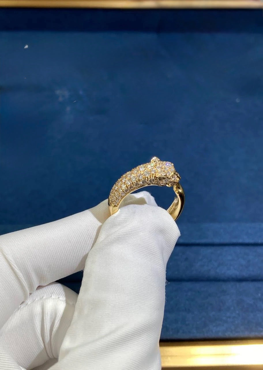 Panther half-pave diamond ring, Small model