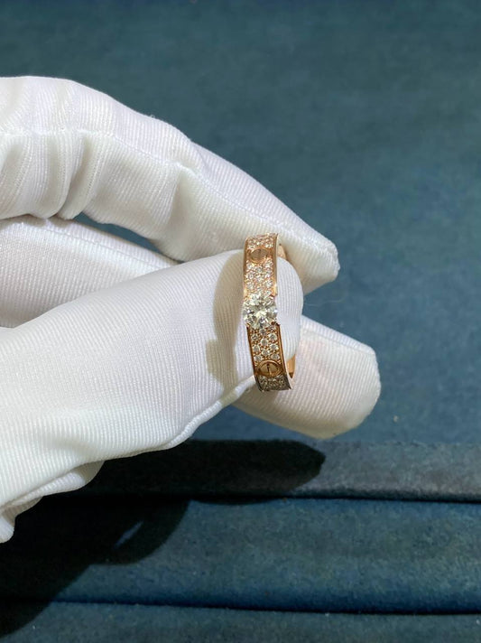 Love solitaire full pave diamond ring
