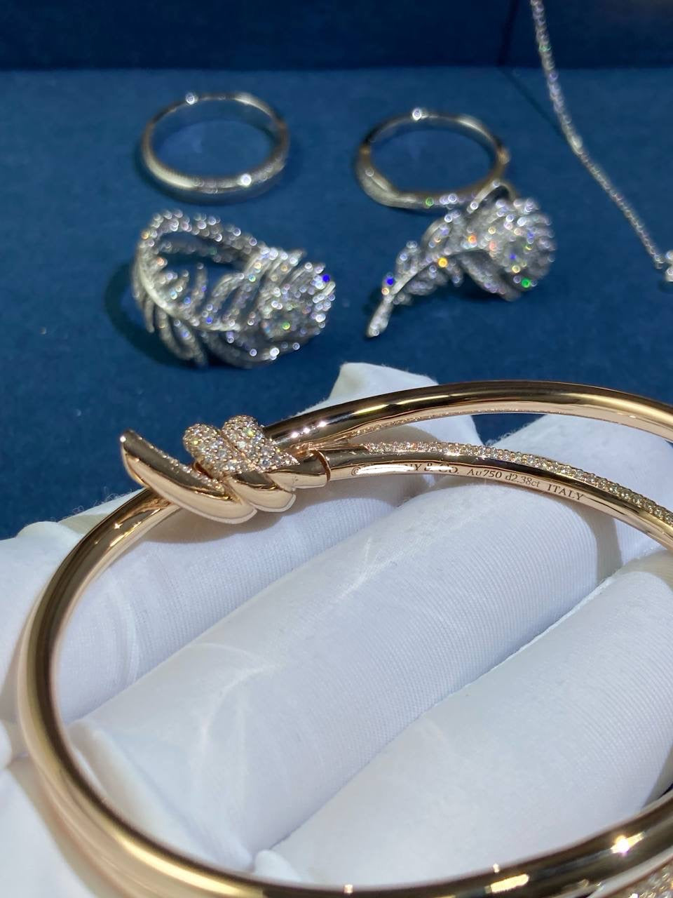 TC double row bracelet with half-pave diamonds