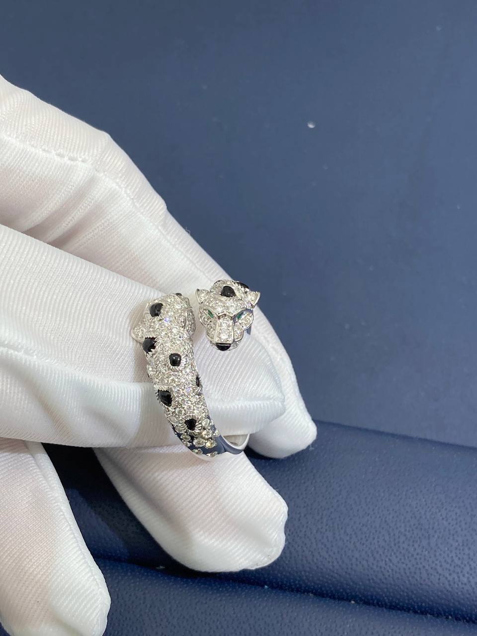 Panther double head full pave diamond ring, small model