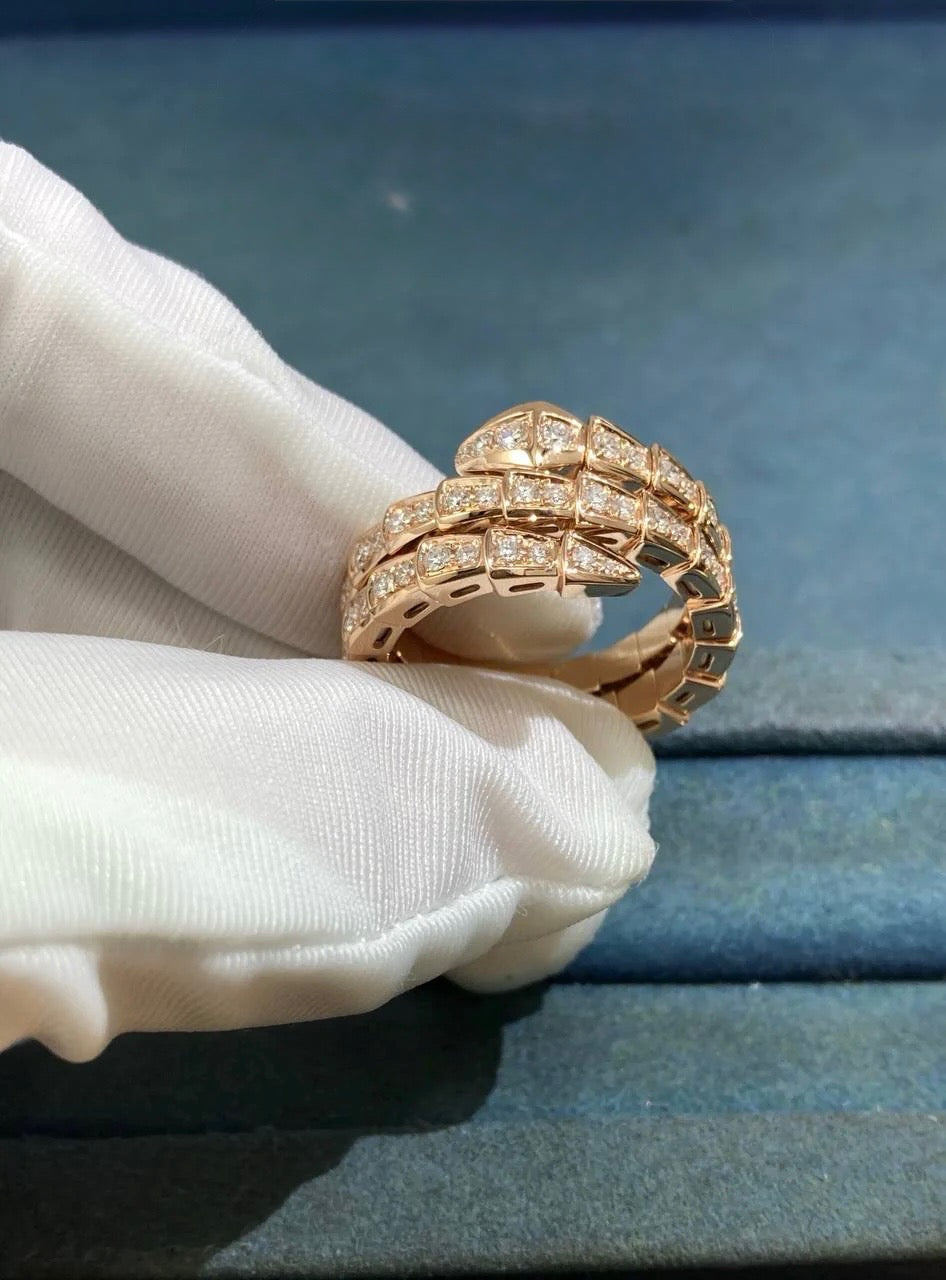 Serpenti double row full pave diamond ring