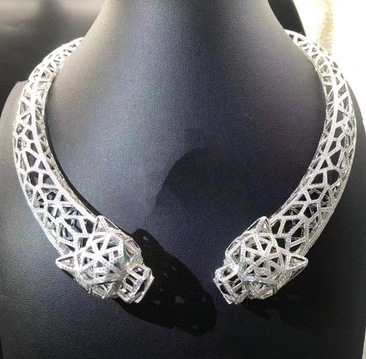 Panther Open-work full pave diamond necklace