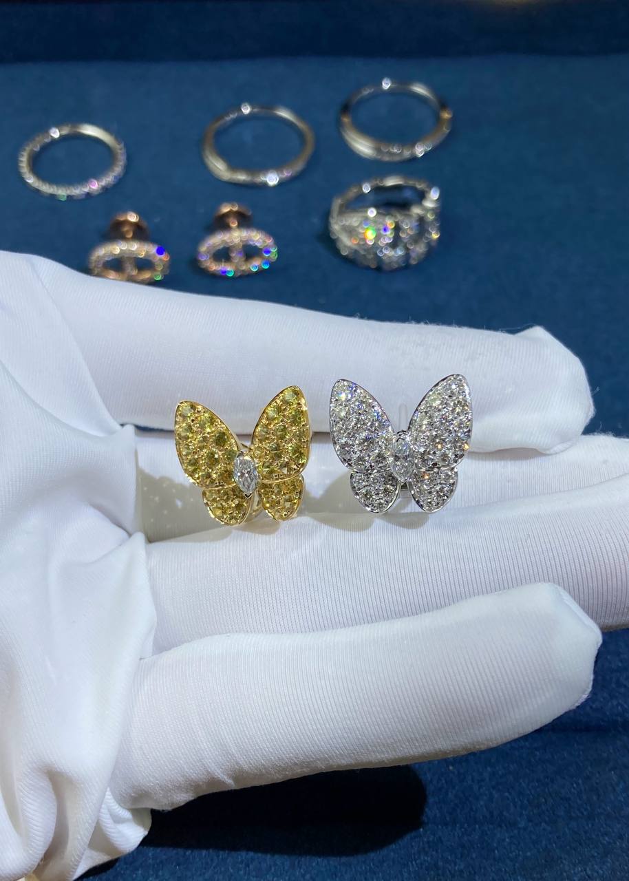 VC butterfly earrings with sapphires and diamonds