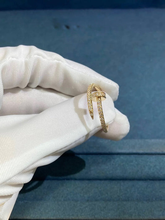 Anillo de diamantes con pavé completo para uñas, modelo pequeño