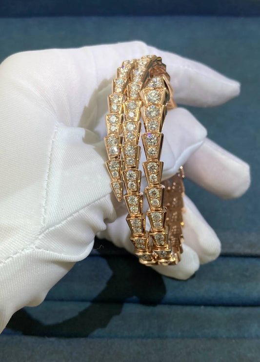 Serpenti double row full pave diamond bracelet