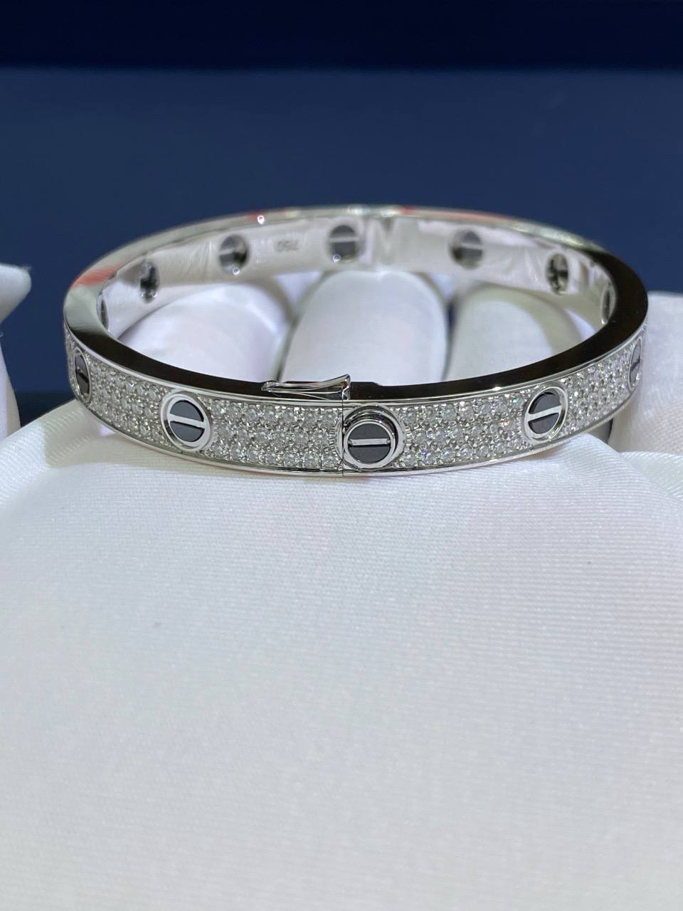 Love full pave diamond bracelet with ceramic, Classic model