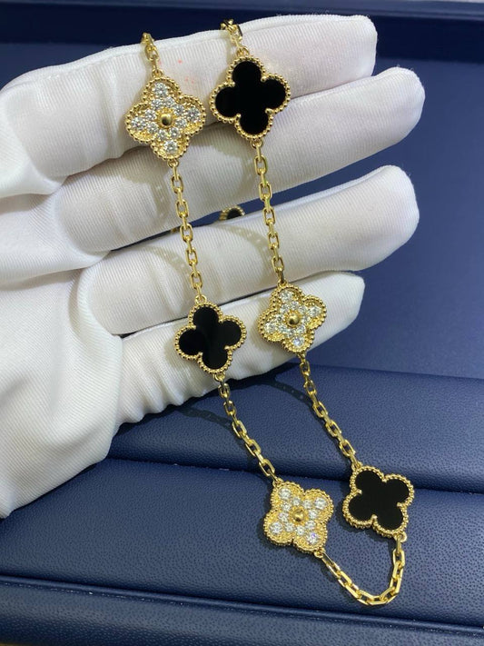 VC 10 motif Onyx necklace with diamonds
