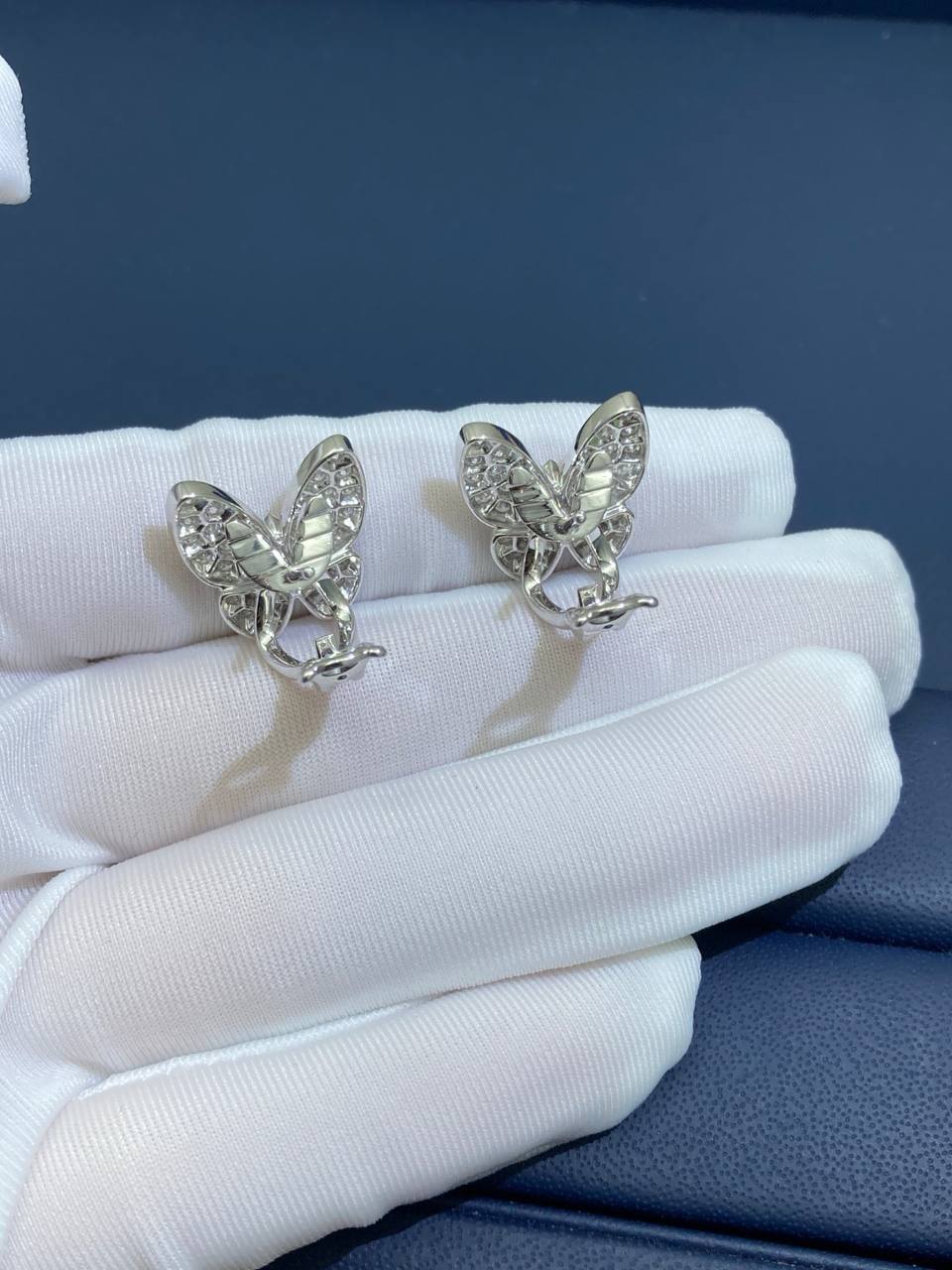 VC butterfly full pave diamond earrings